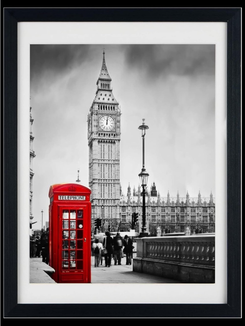 Framed London Big Ben Red Telephone Booth Art Print